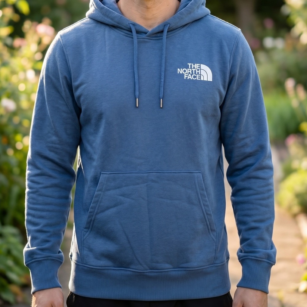 The North Face Circular Design Hoodie Blue Never Stop Exploring Graphic Mens XS